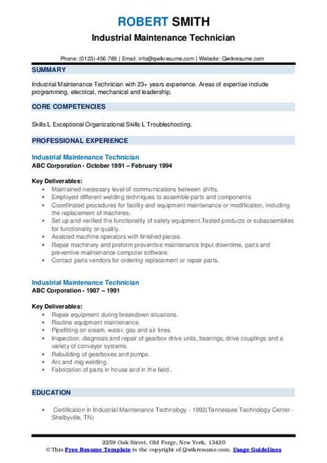 mechanical assembler resume|industrial maintenance mechanic resume.